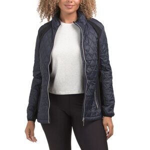 NVO Navy Madelyn Jacket With Hidden Hood In Collar